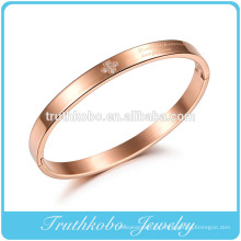 estilo clássico amor aço inoxidável pulseiras de ouro rosa com cristal